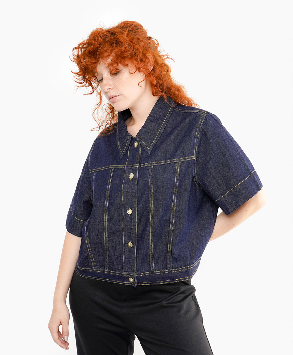 Camisa mujer denim manga corta