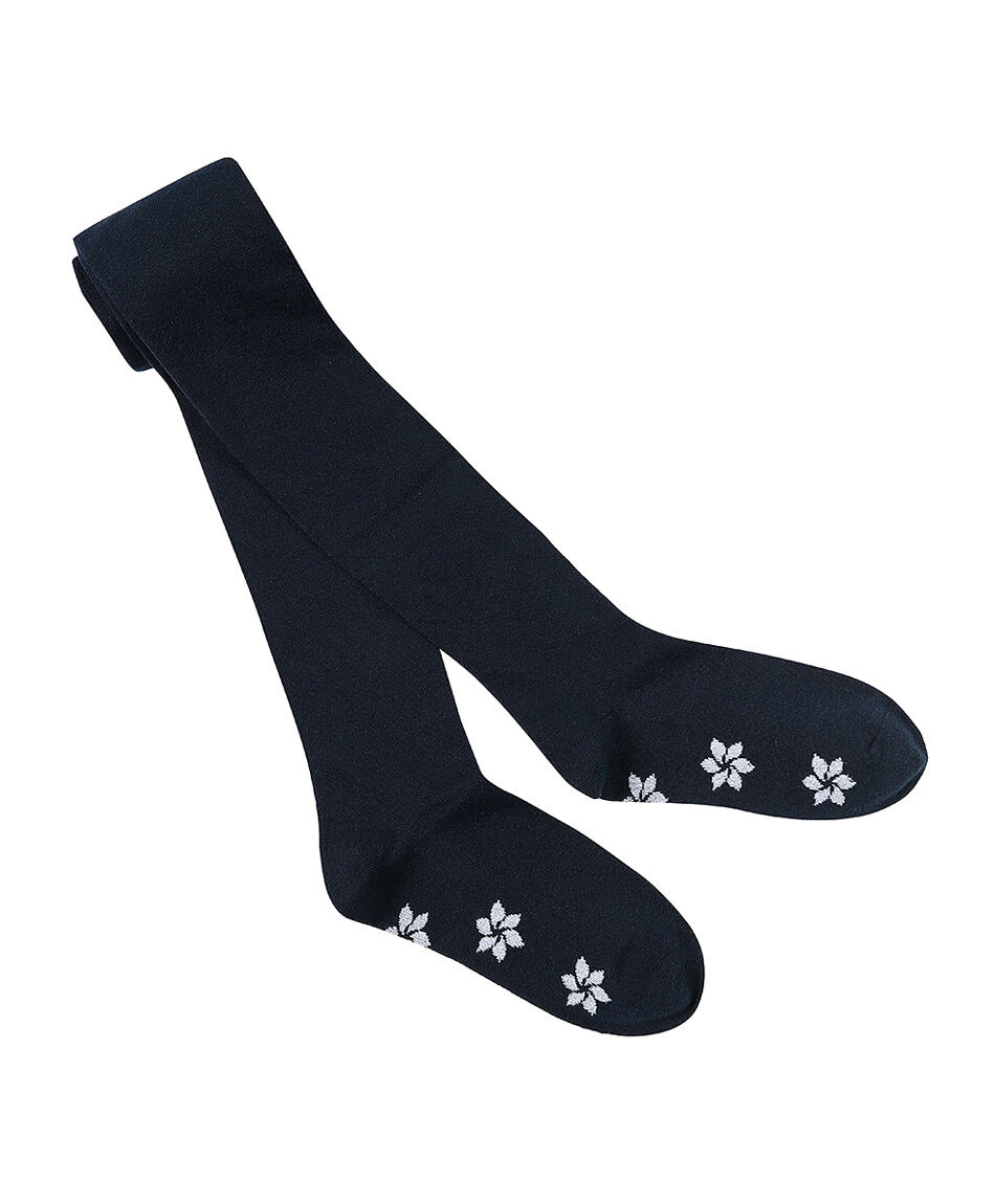 Panty escolar algod&oacute;n navy flor blanca