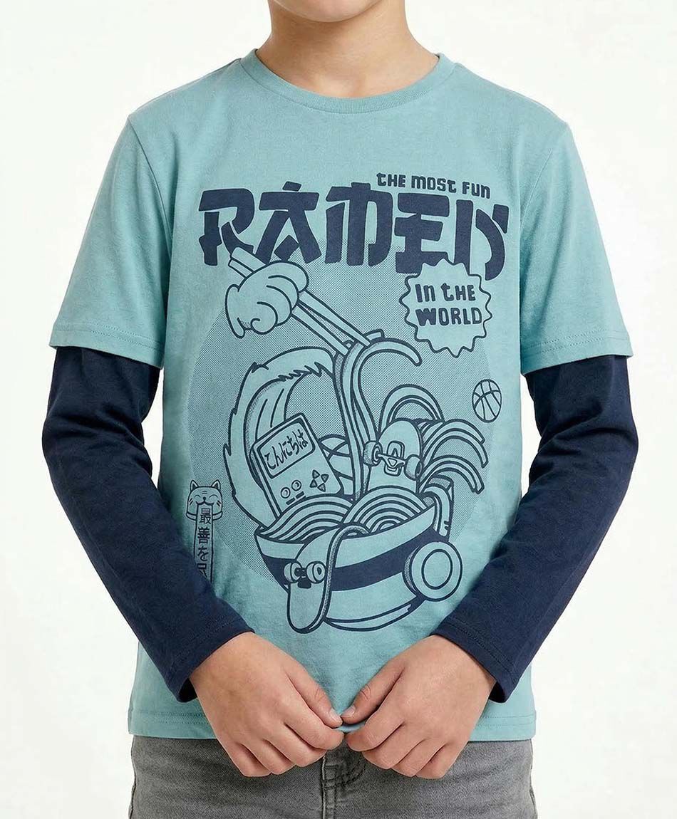 Remera ni&ntilde;o estampado ram&eacute;n
