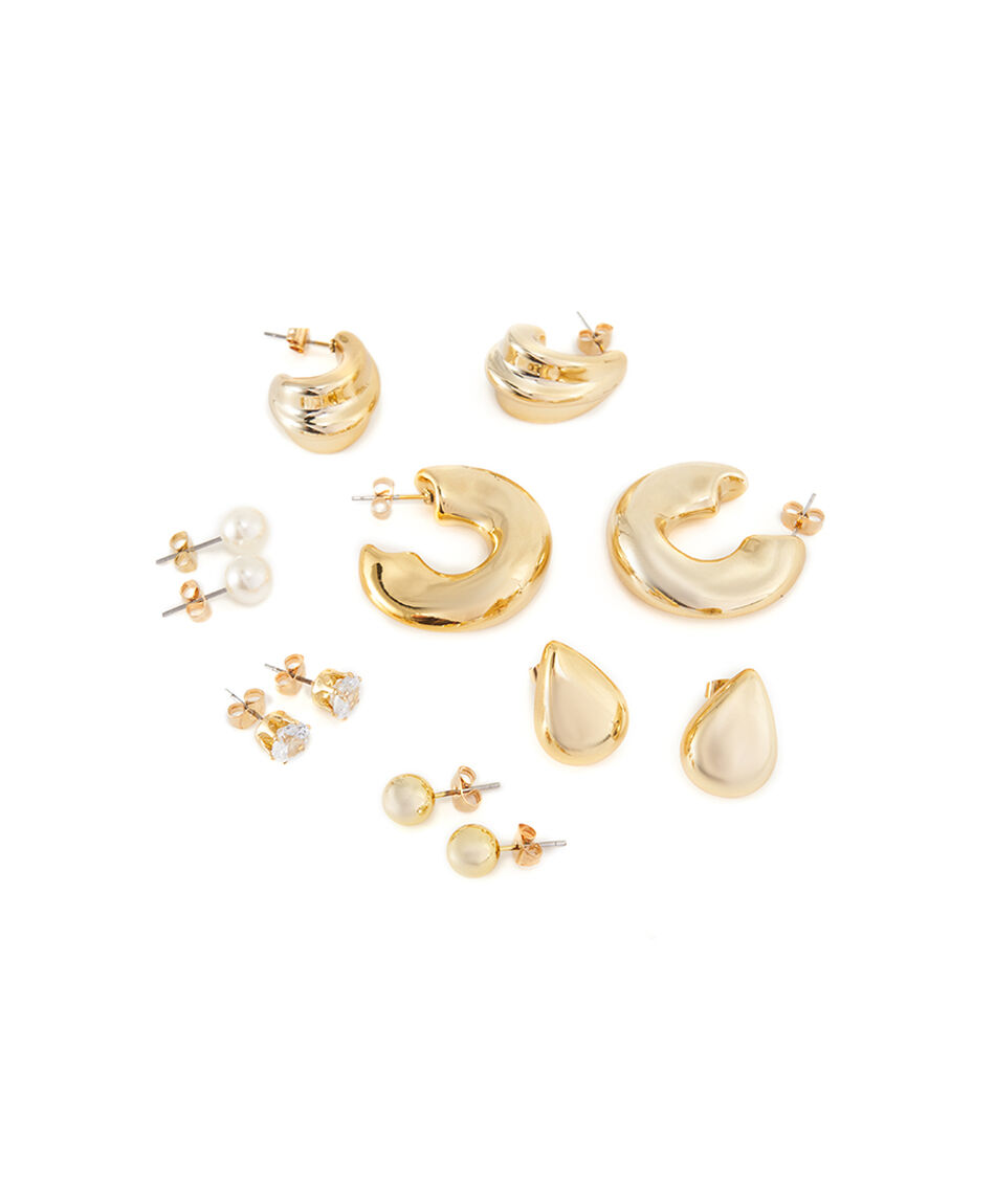 Set aros mujer dorados mix