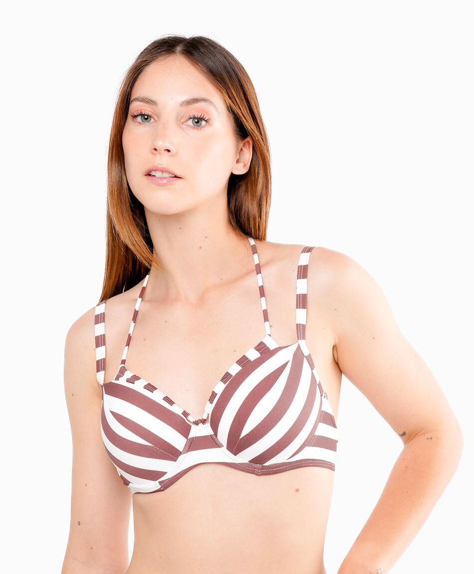 Bikini mujer l&iacute;neas chocolate