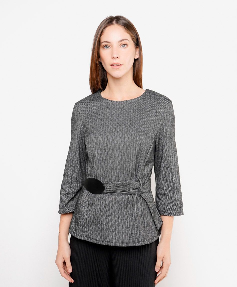 Remera mujer lazo cintura