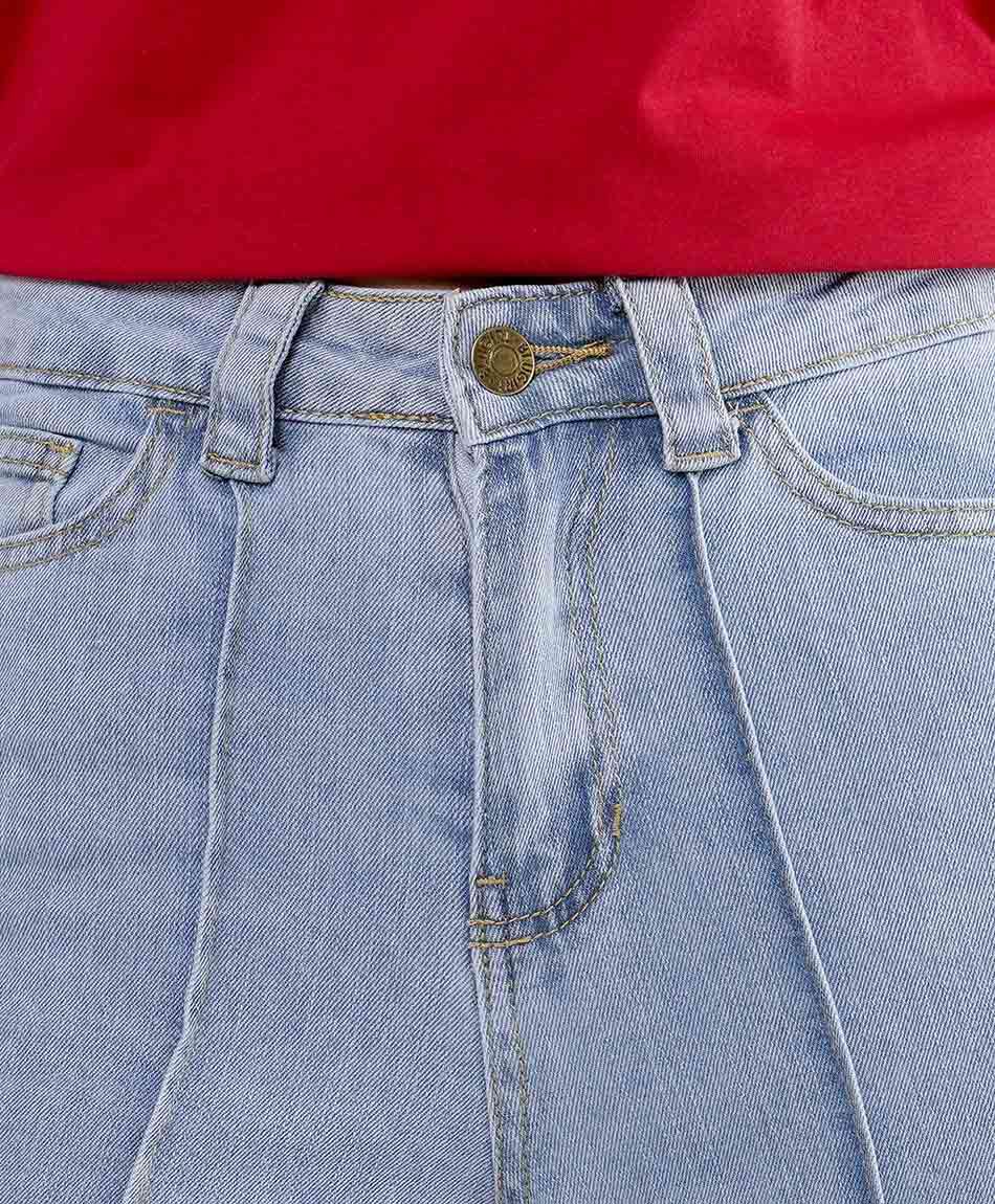 Jeans mujer pliegues frontales flare