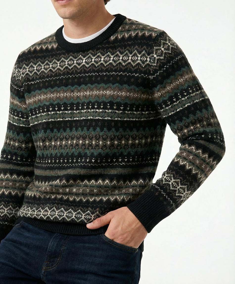 Sweater hombre ajuste c&oacute;modo caf&eacute;