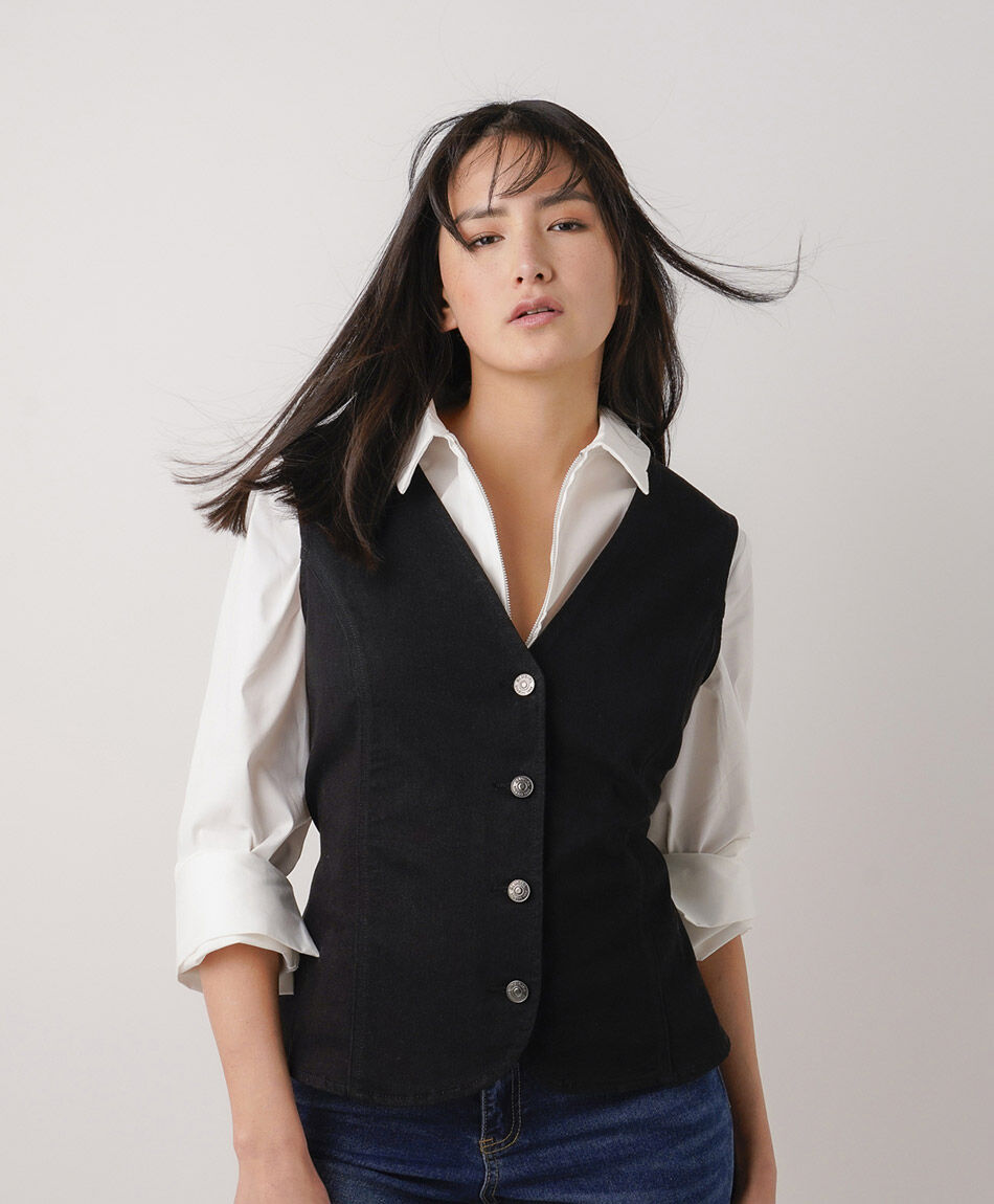 Chaleco mujer denim negro