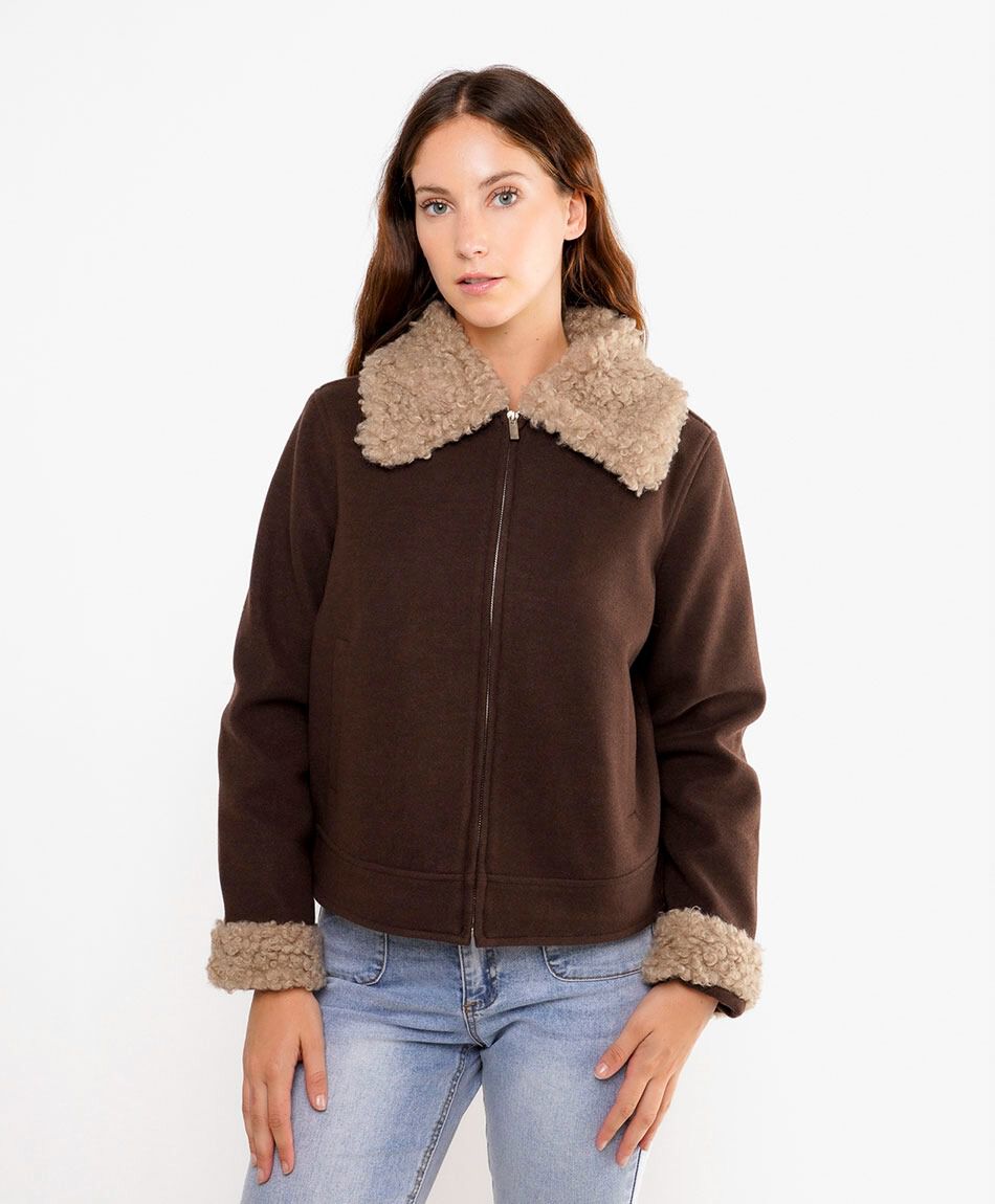 Campera mujer dise&ntilde;o piel brown