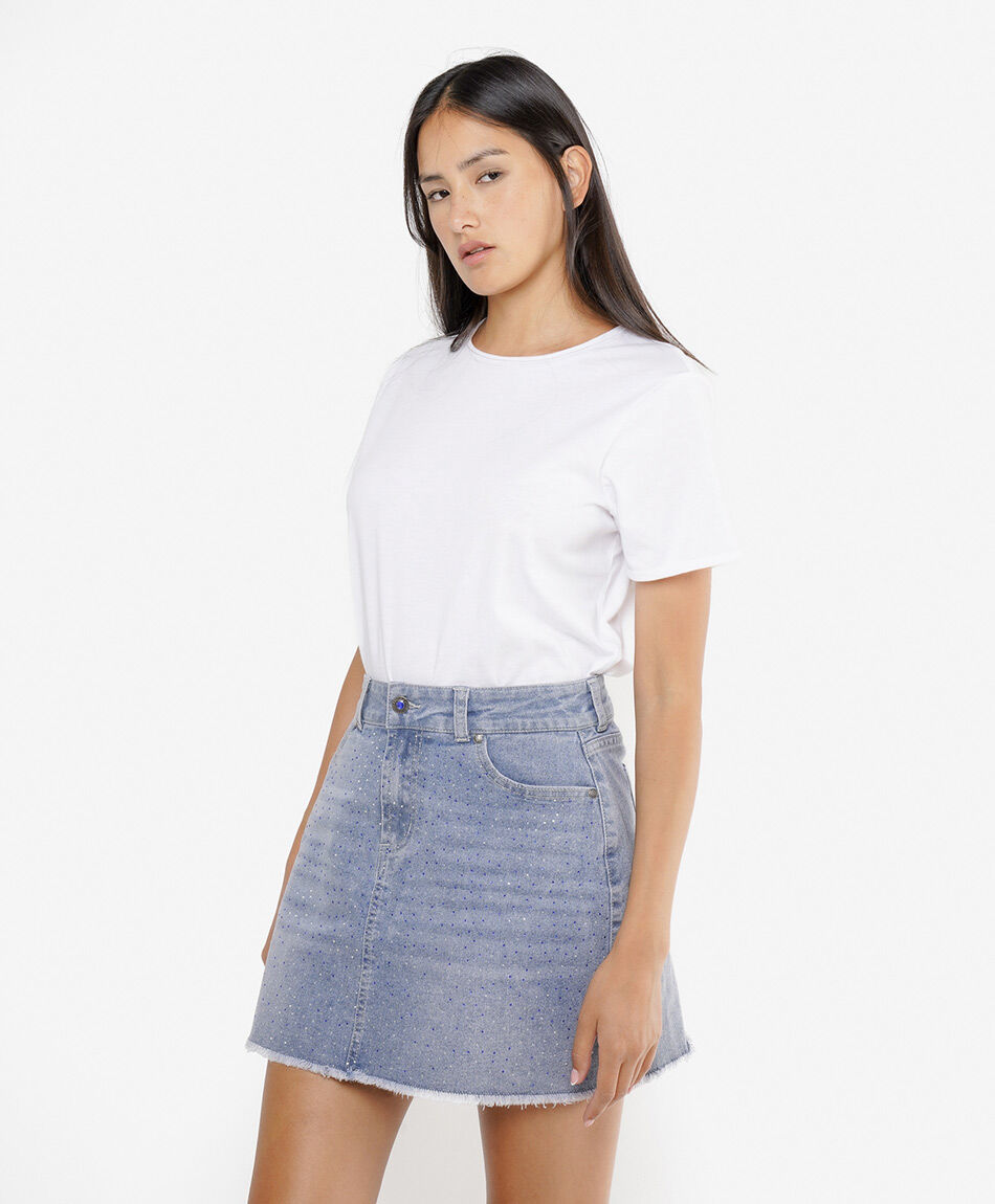 Mini falda mujer denim diamonds