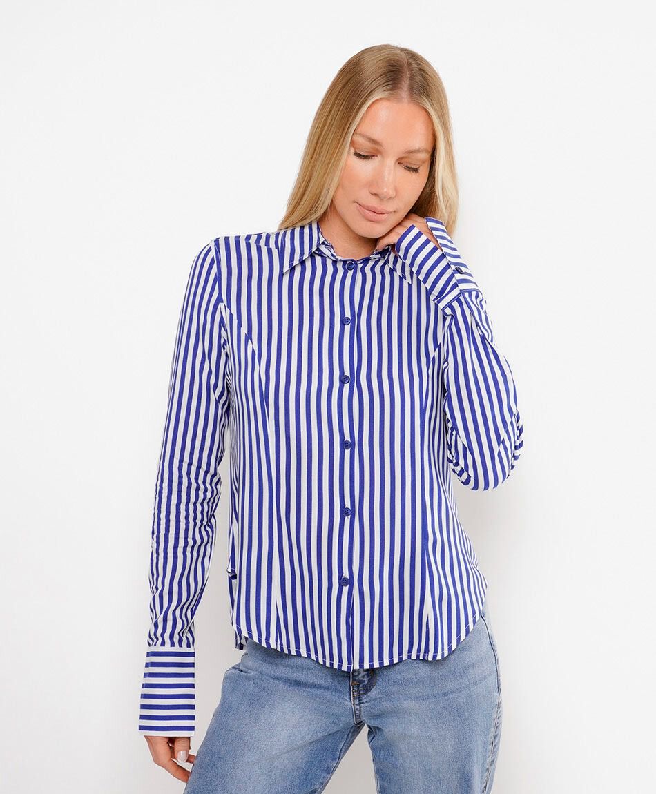 Camisas mujer lineas mix azul