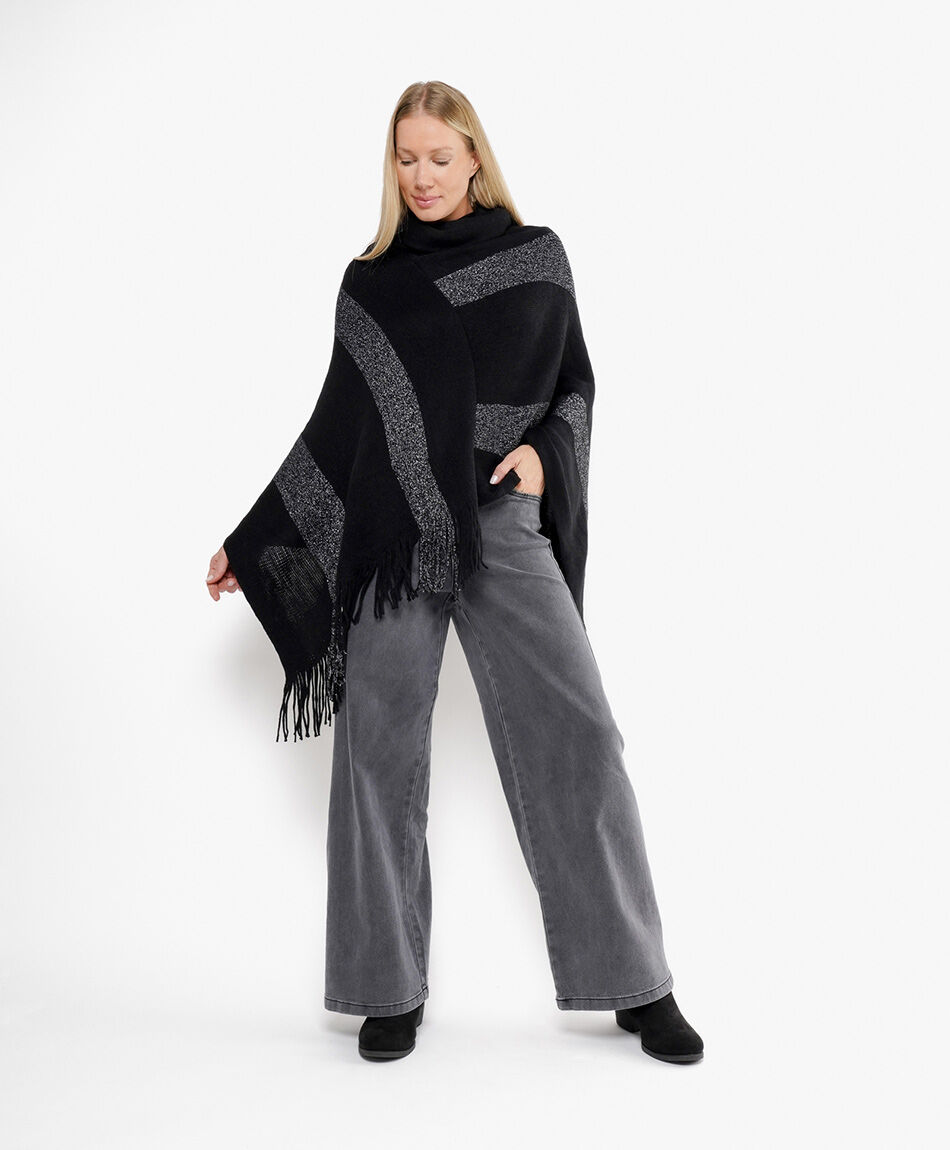 Poncho mujer bicolor lurex