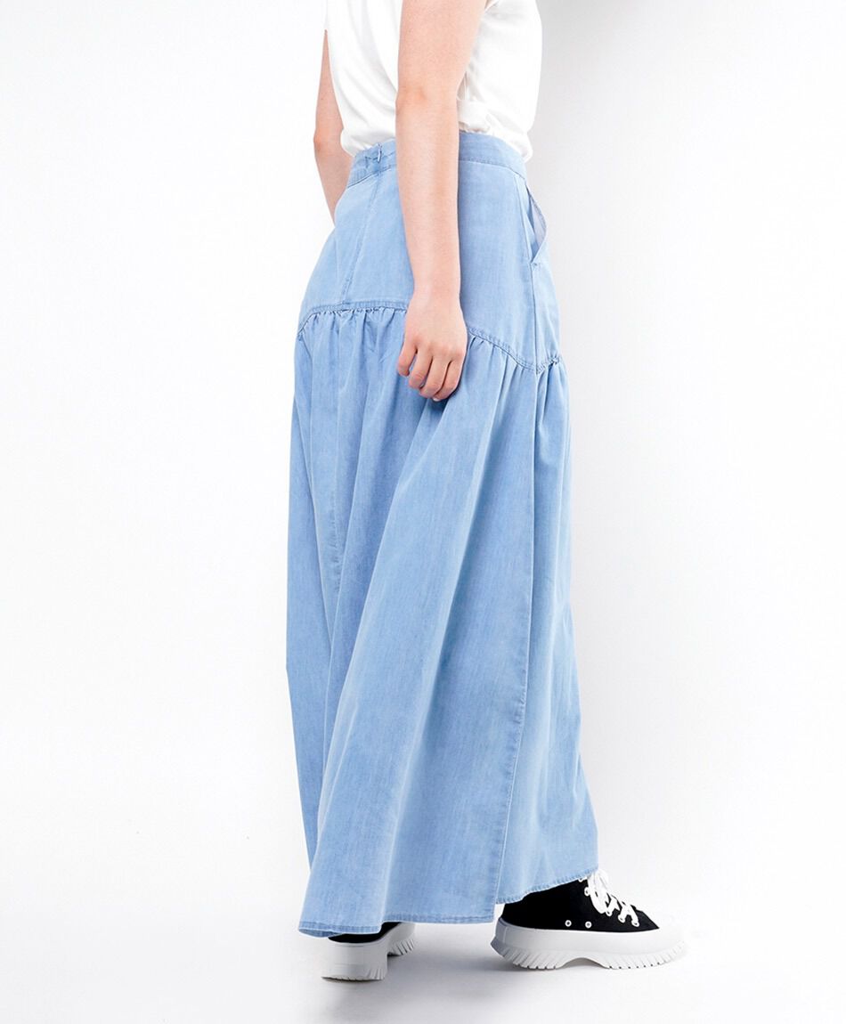 Pollera mujer tencel bolsillos