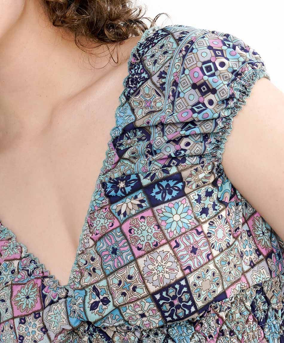 Camisa mujer cuadros elasticada