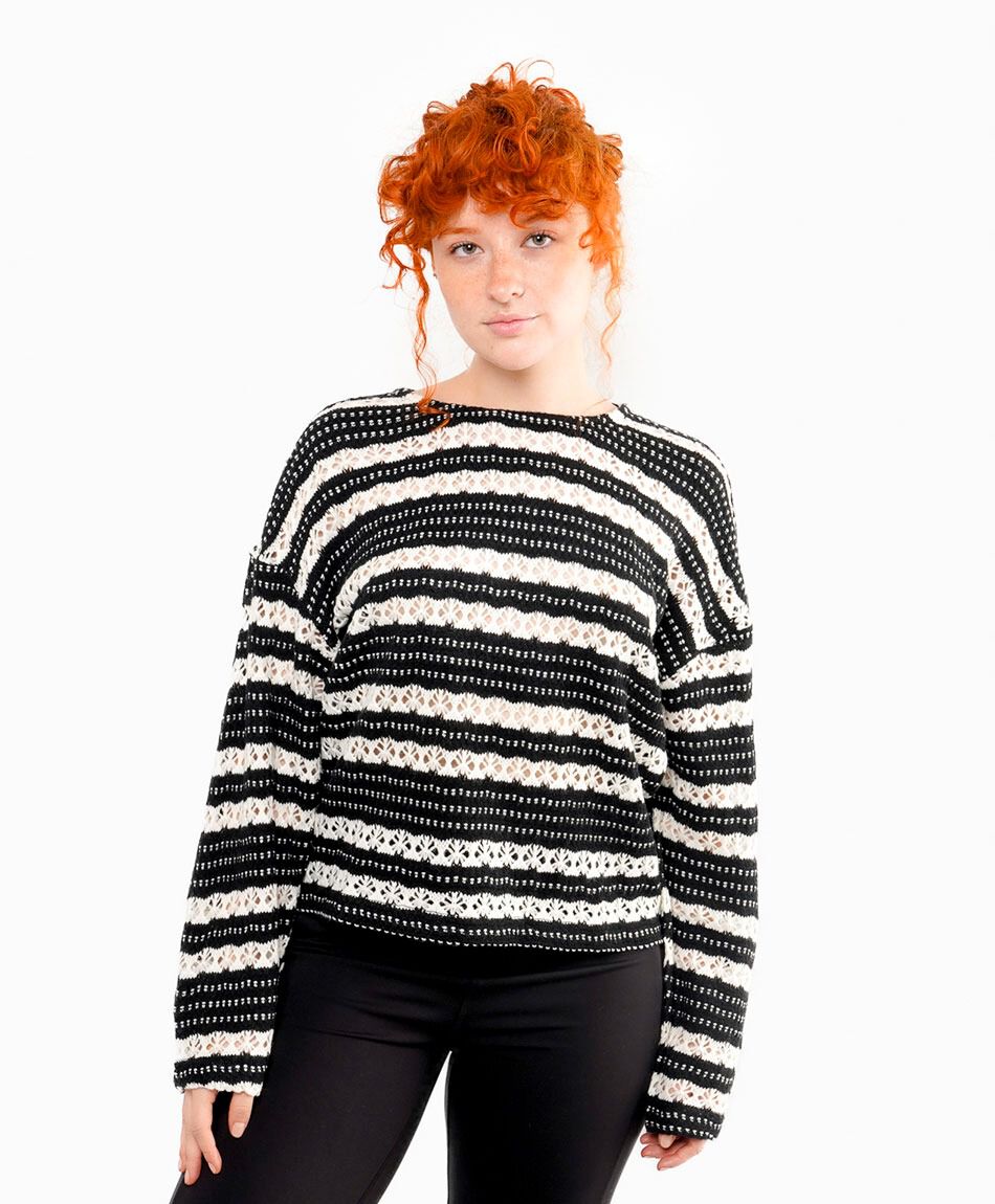 Sweater mujer rayas caladas