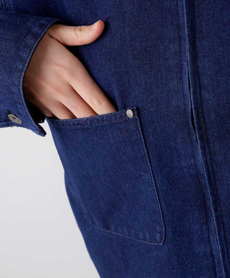 Campera mujer denim cuello corderoy