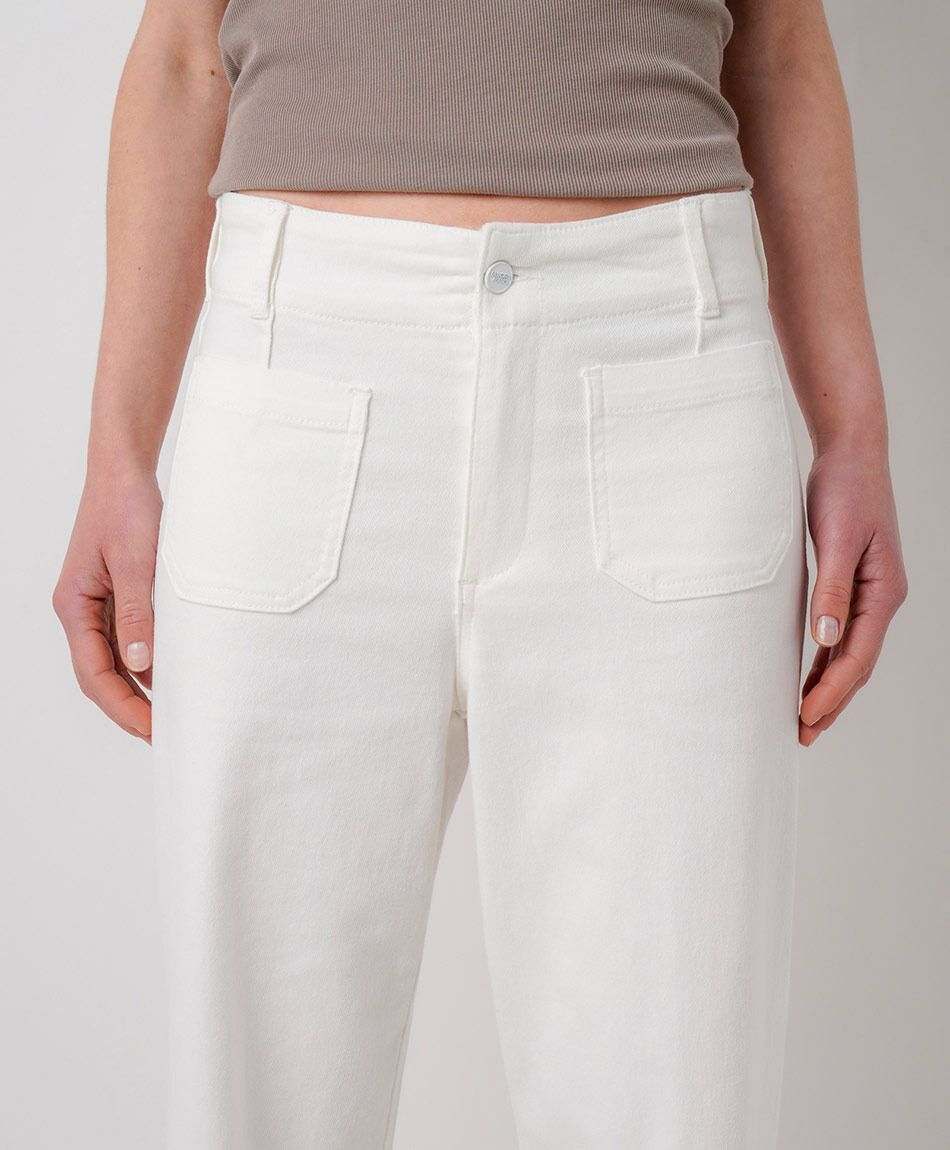 Jeans mujer wide leg blanco