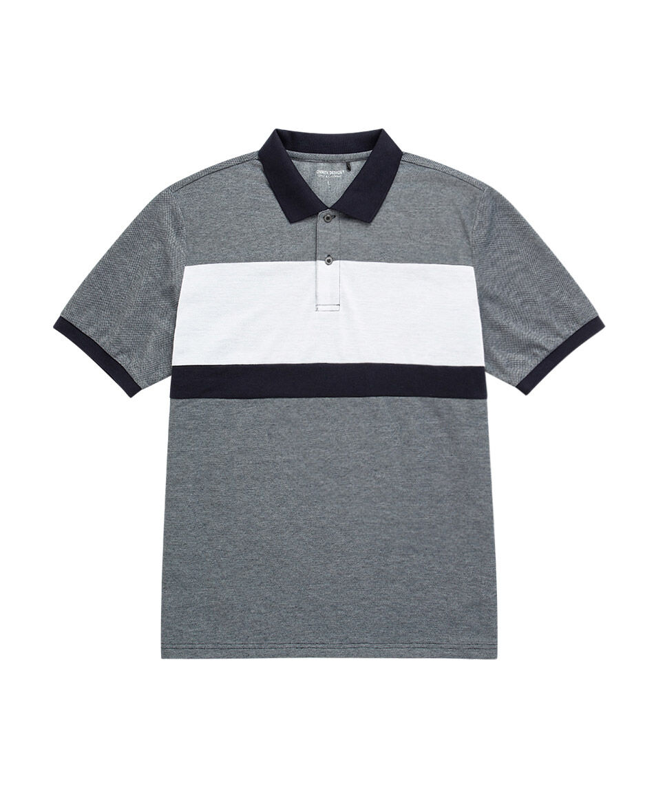 Remera hombre cuello polo grey and black