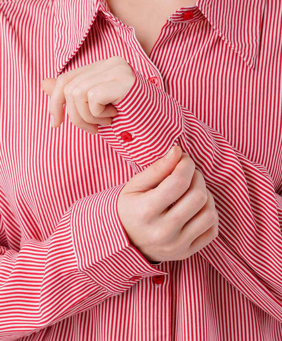 Camisa mujer camisera l&iacute;neas roja