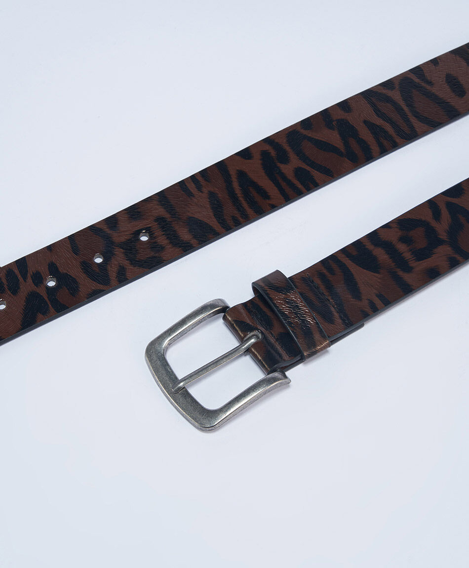 Cintur&oacute;n mujer animal print brown