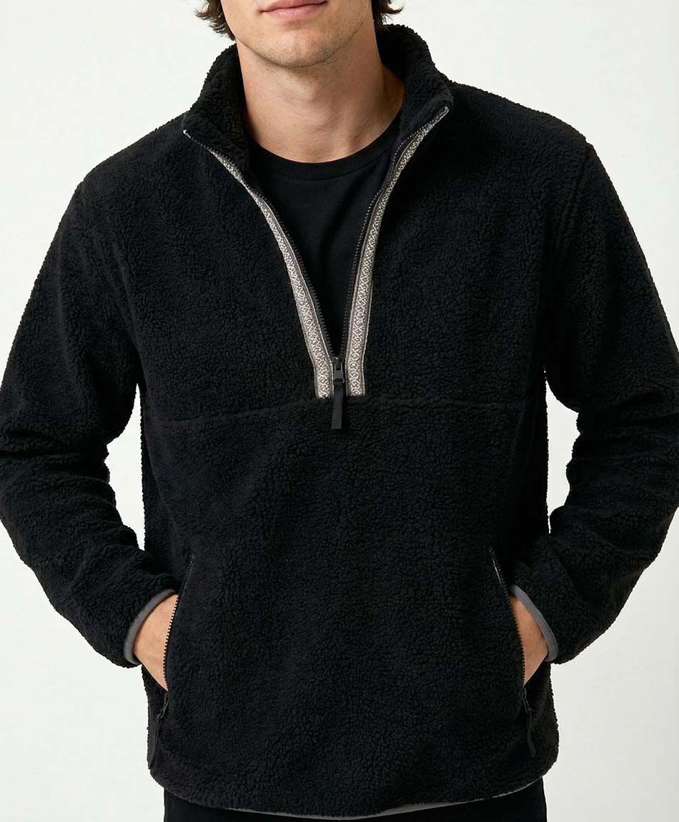 Campera hombre polar sherpa black