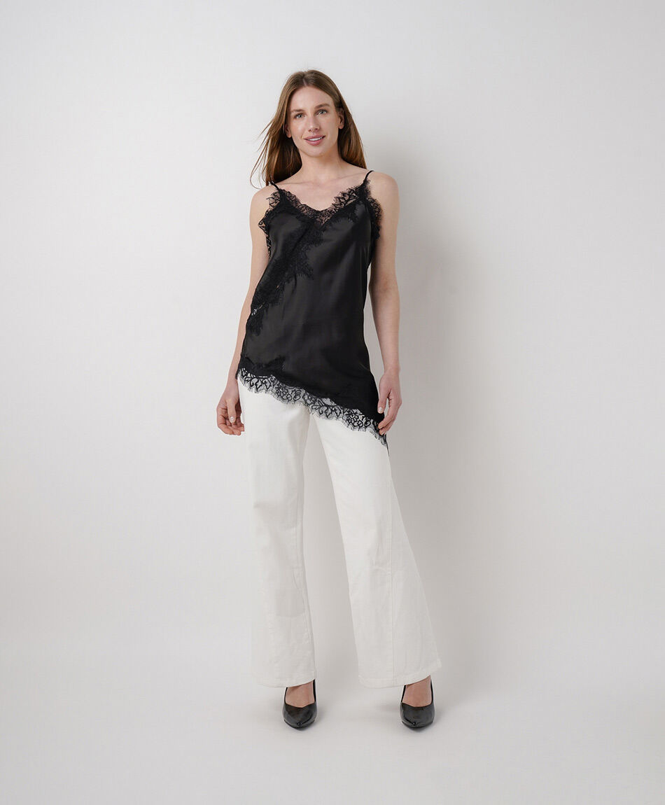 Camisa mujer sat&iacute;n encaje