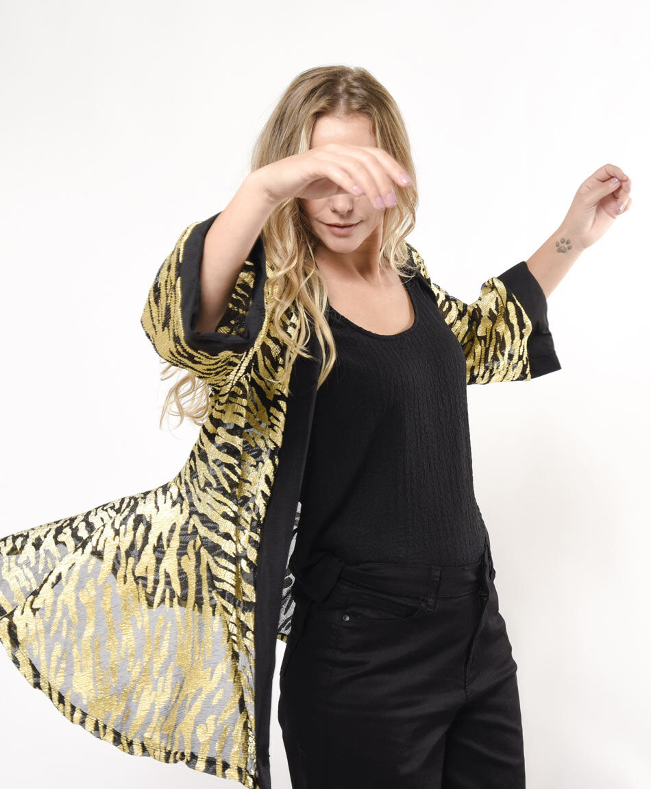 Tapado mujer animal print foil