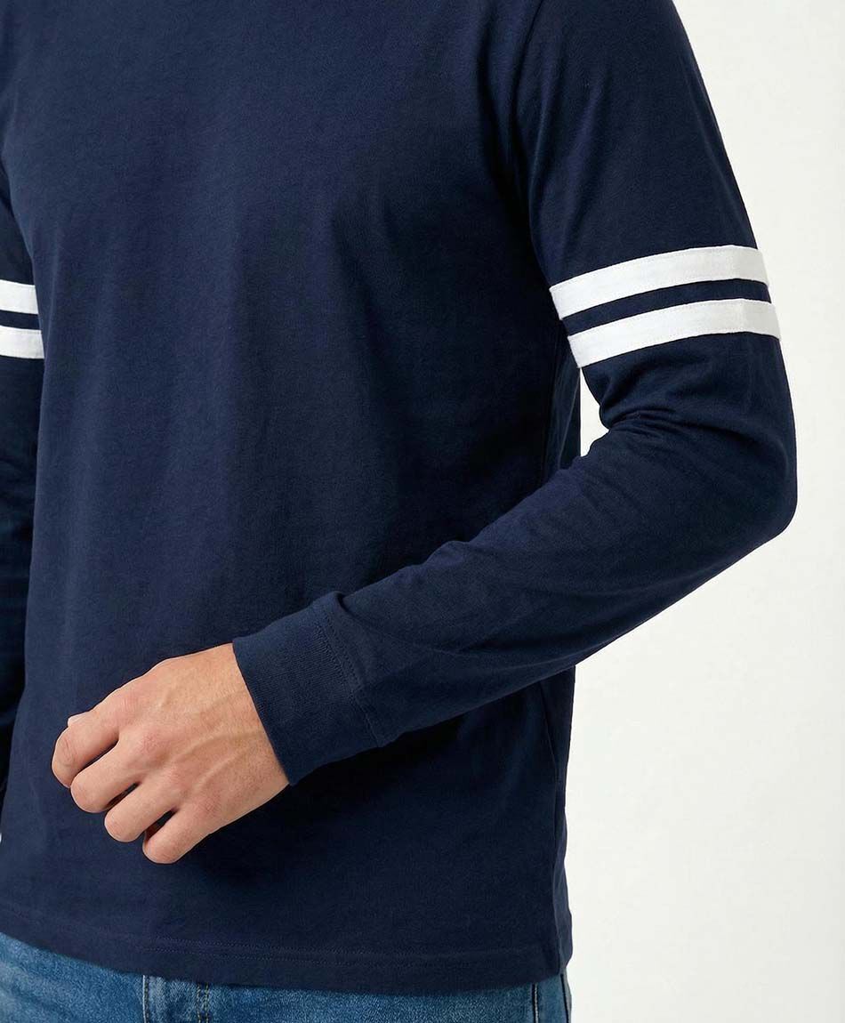 Remera hombre manga larga linea doble white