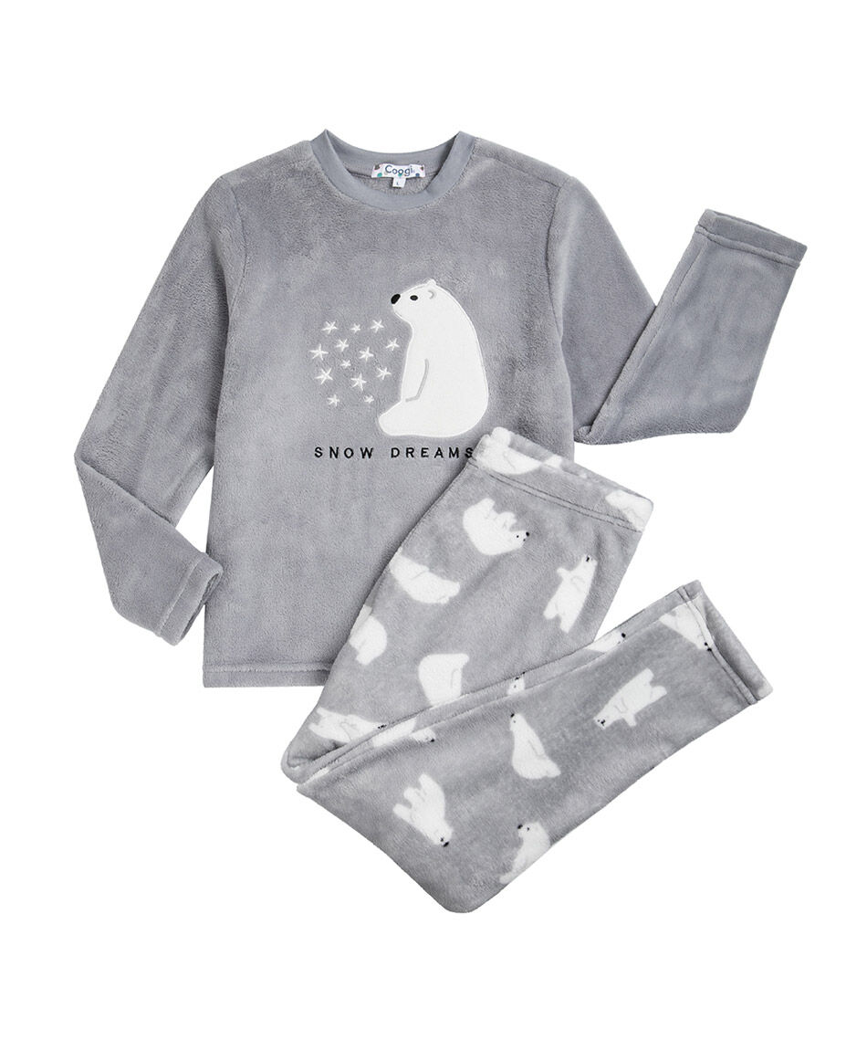 Pijama ni&ntilde;a coral sue&ntilde;os blancos