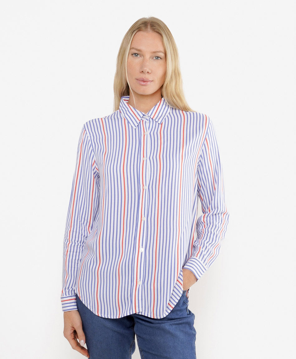 Camisa mujer l&iacute;neas bicolor