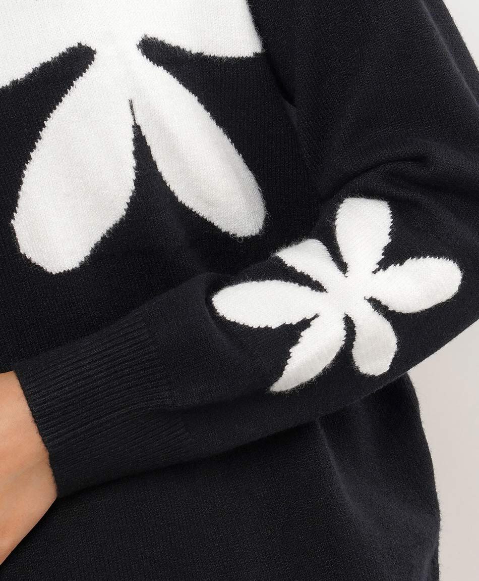 Sweater mujer flores blancas