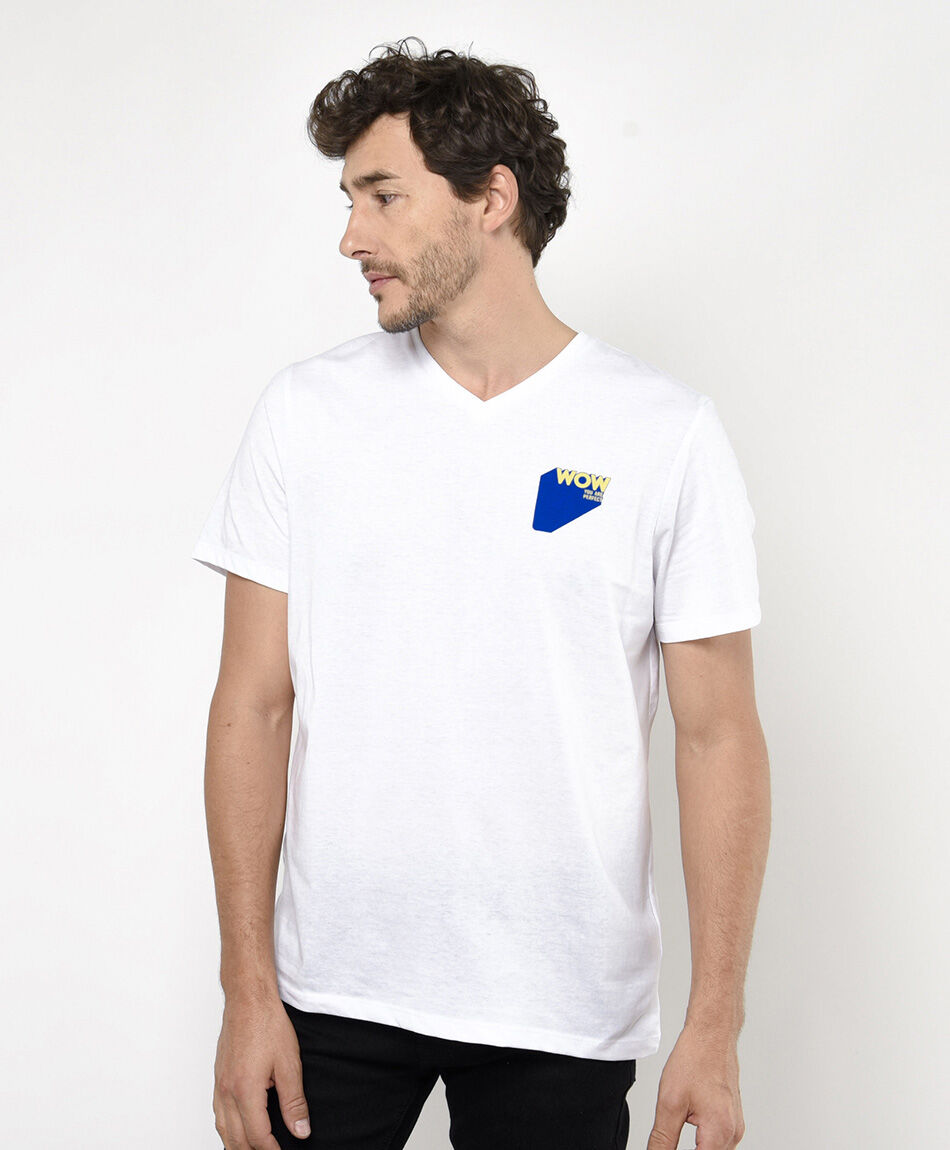 Remera hombre doble estampado wow