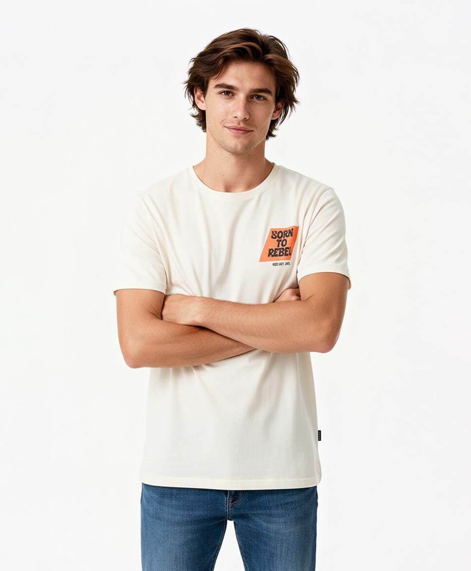 Remera hombre doble estampado rebel