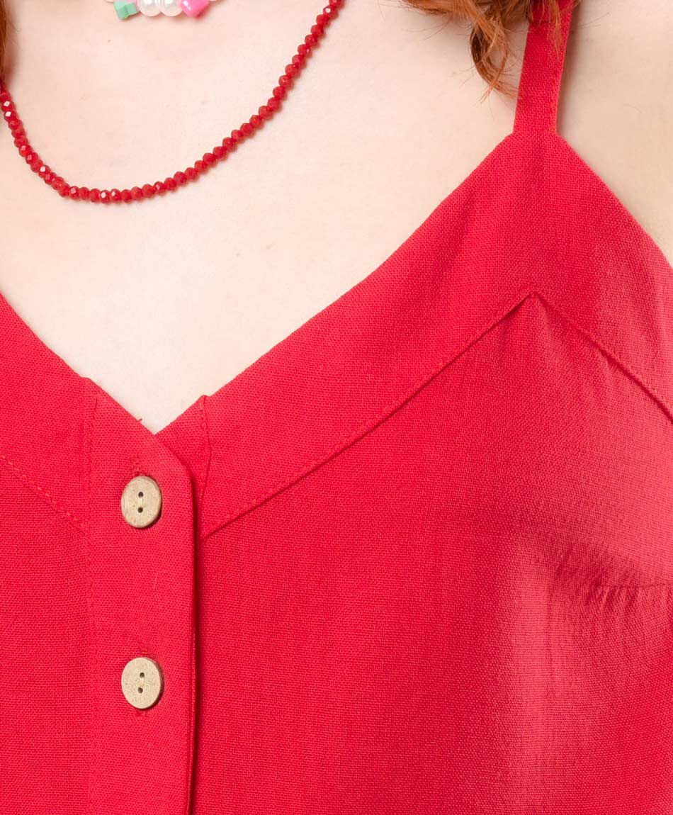 Blusa mujer roja botones