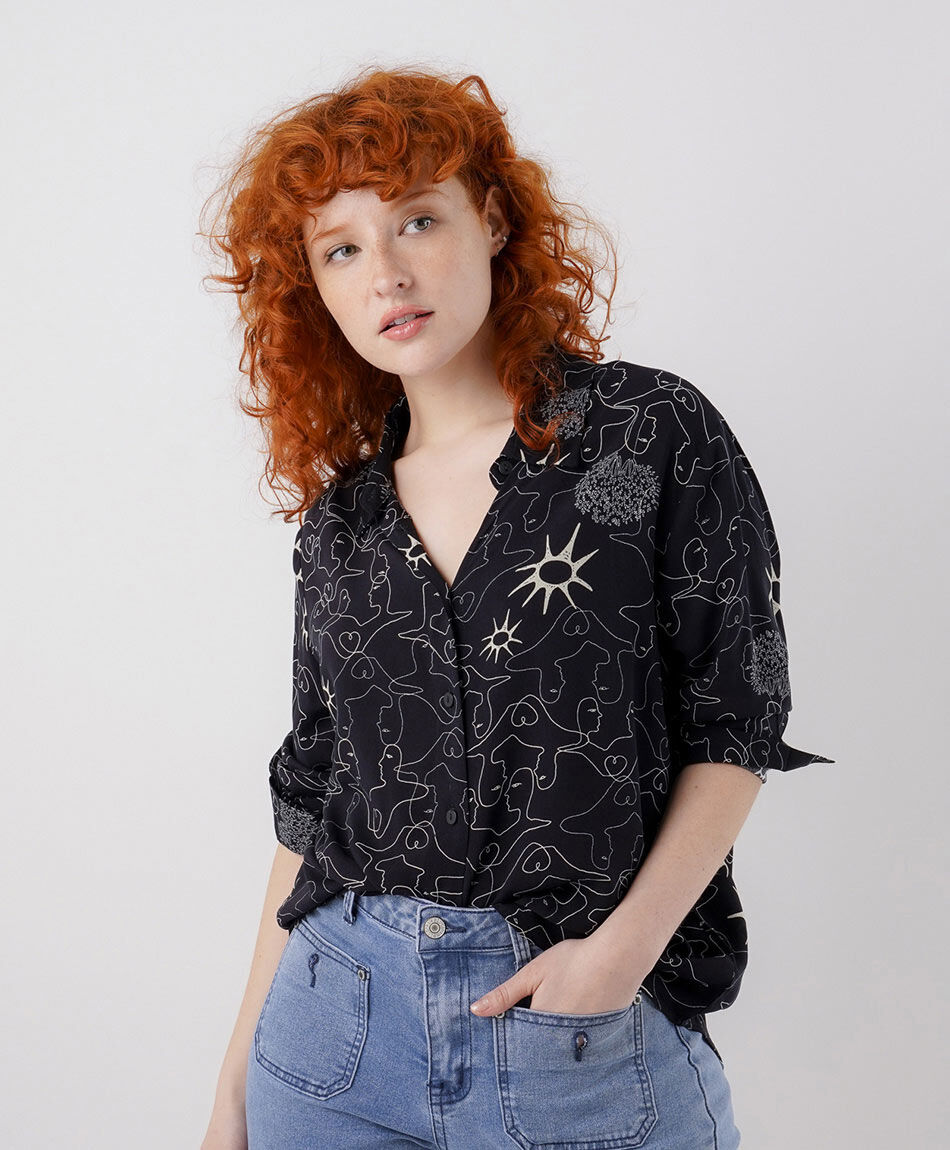 Camisa mujer print caras