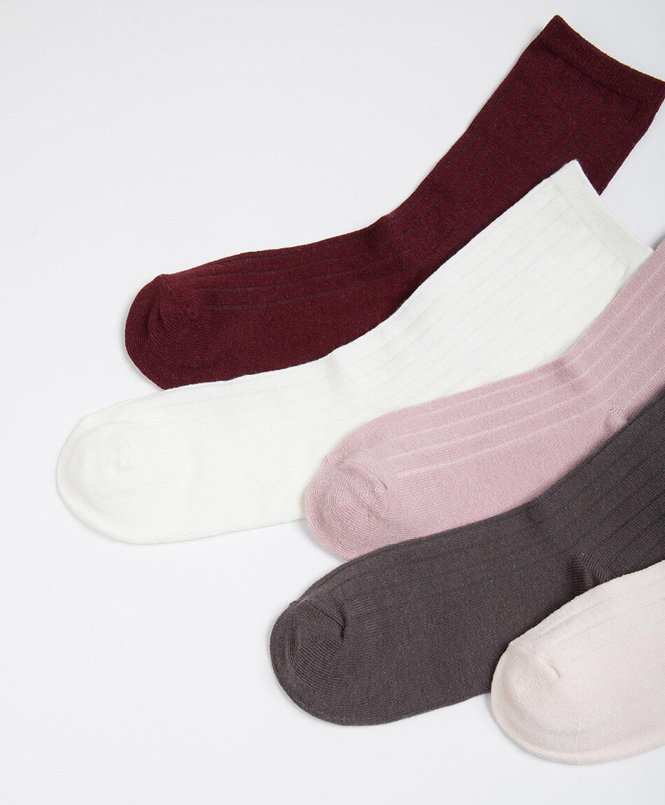 Pack 5 medias mujer acanalados