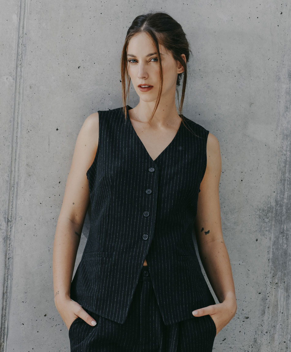 Vest mujer jacquard lineas elegantes