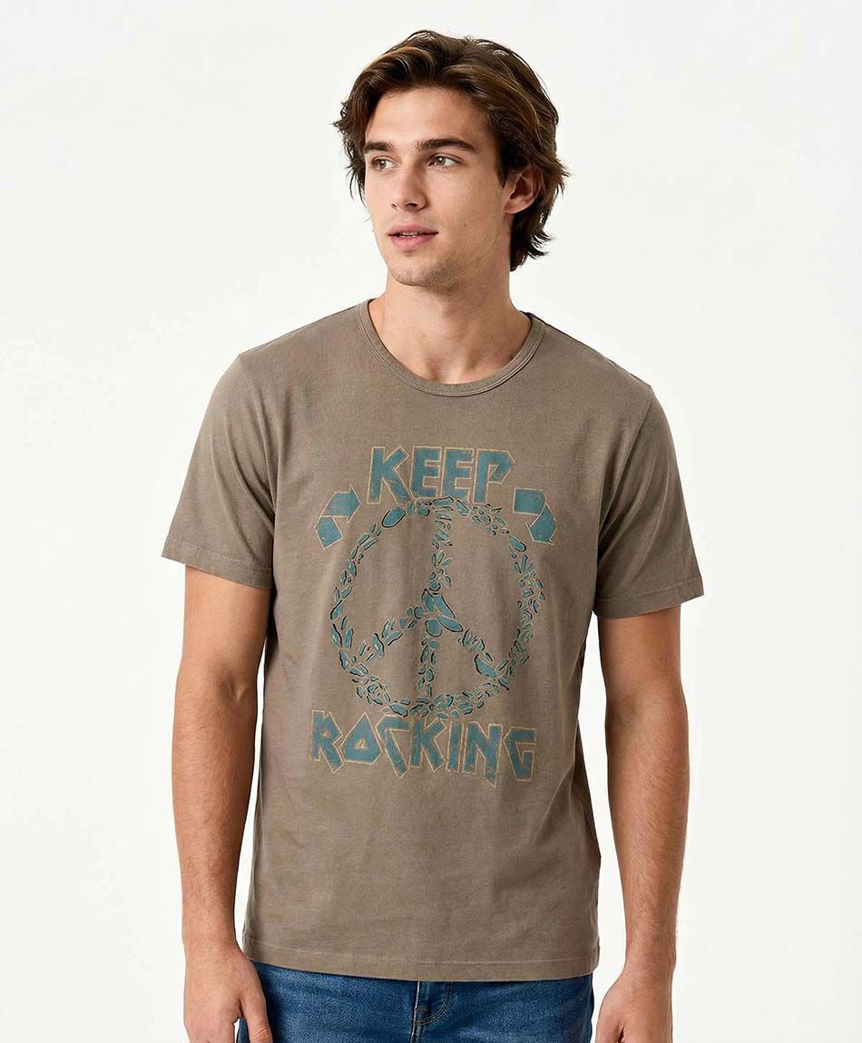 Remera hombre doble estapado paz