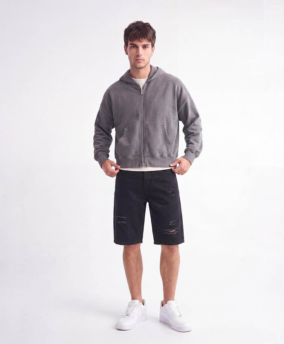 Bermuda hombre denim destroy negra