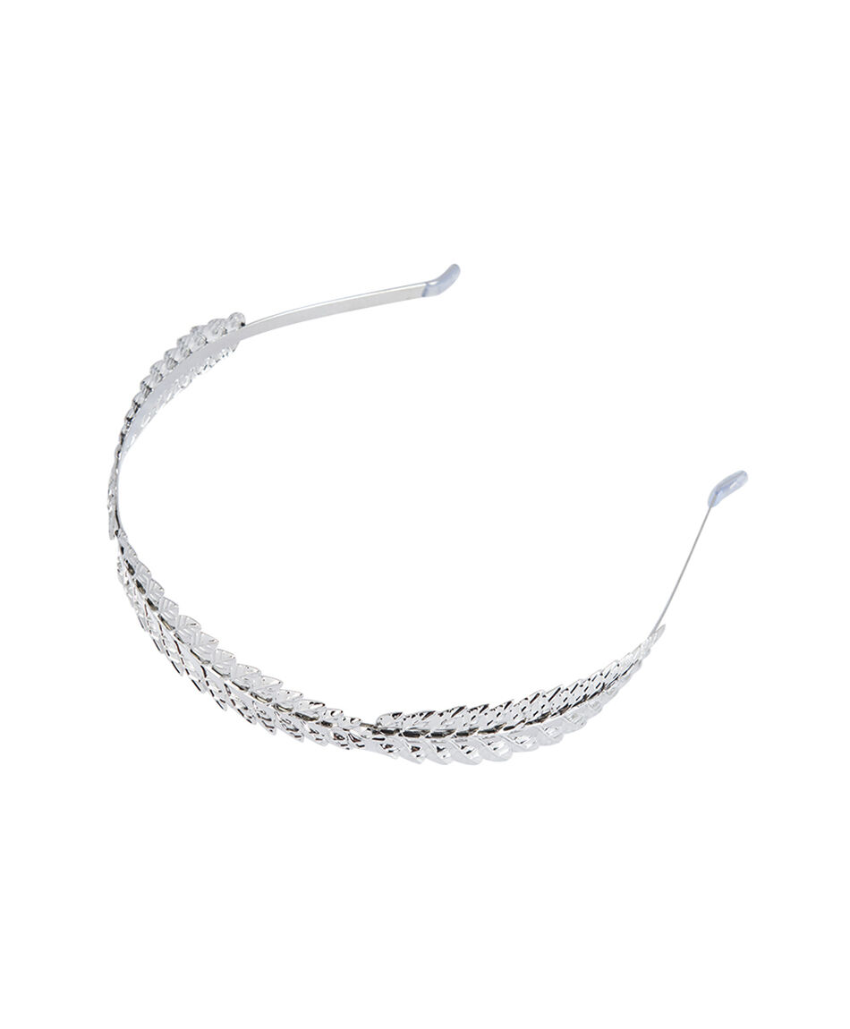 Cintillo mujer hojas plateadas