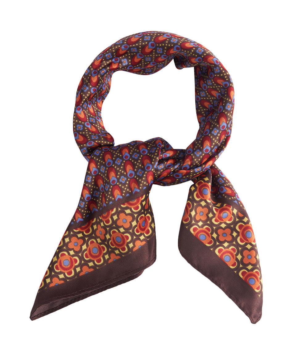 Pa&ntilde;uelo mujer animal  flower brown