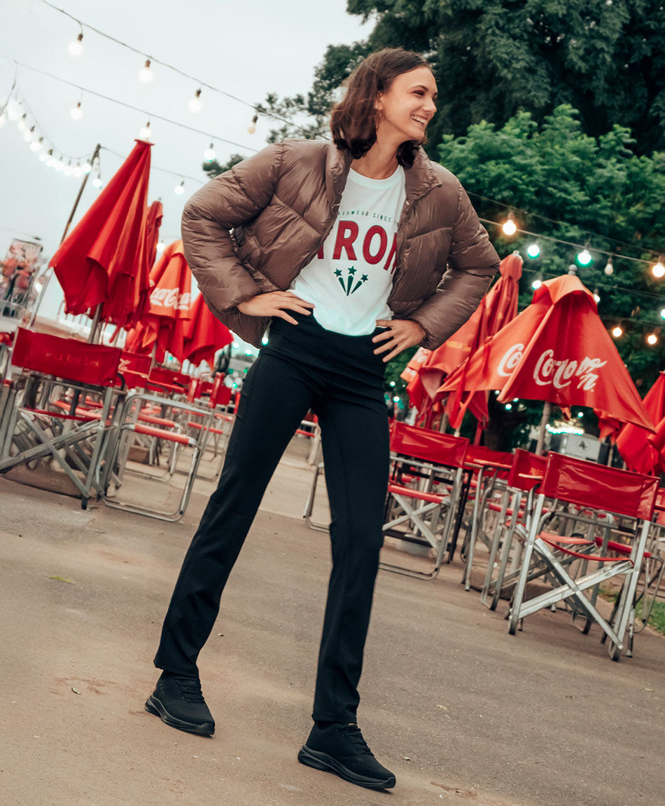 Calza mujer lisa flare tiro alto