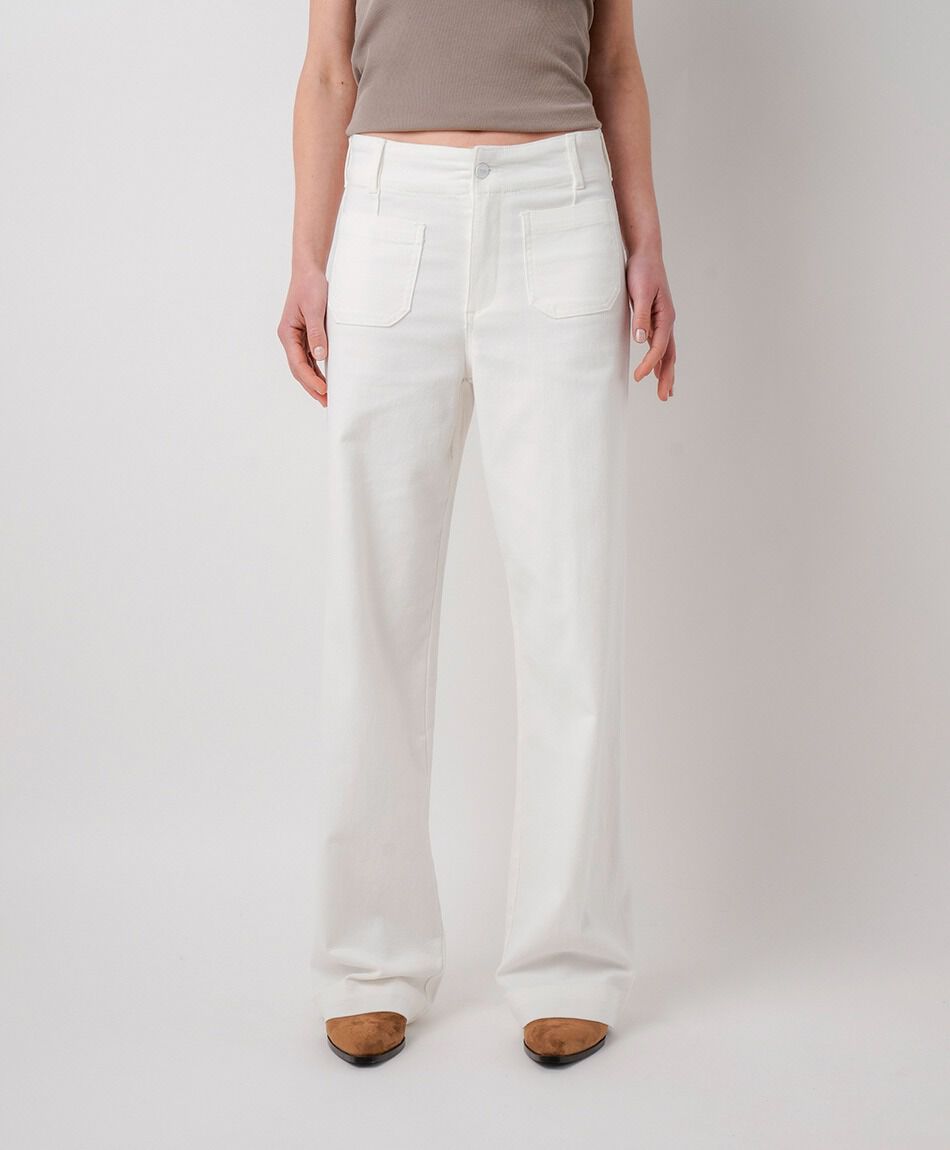 Jeans mujer wide leg blanco