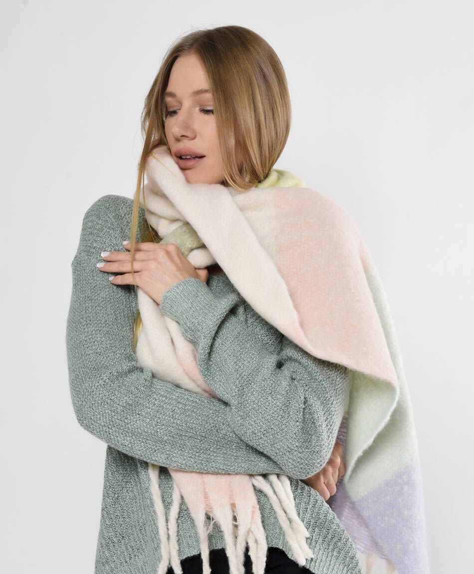 Bufanda mujer flecos rayas gruesas de colores