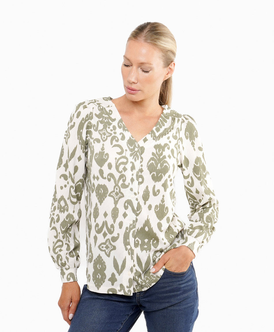 Remera mujer estampada verde olivo