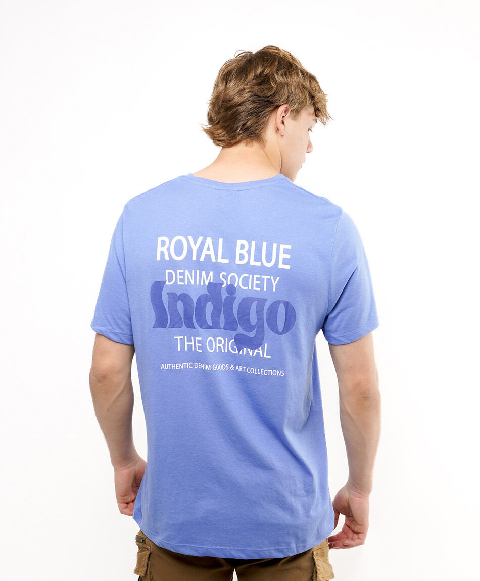 Remera hombre doble estampado royal blue