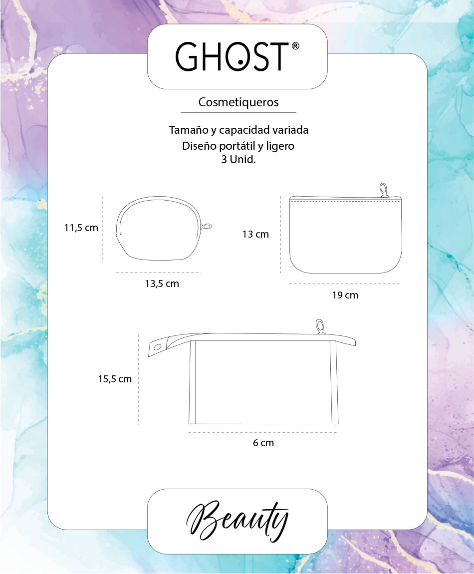 Set 3 cosmetiqueros rosados