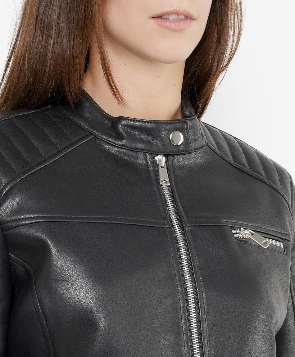 Campera mujer biker eco-cuero negra