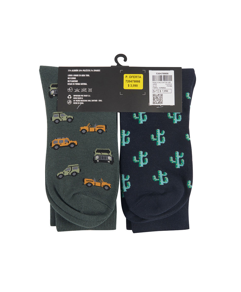 Pack 2 medias hombre cactus autos