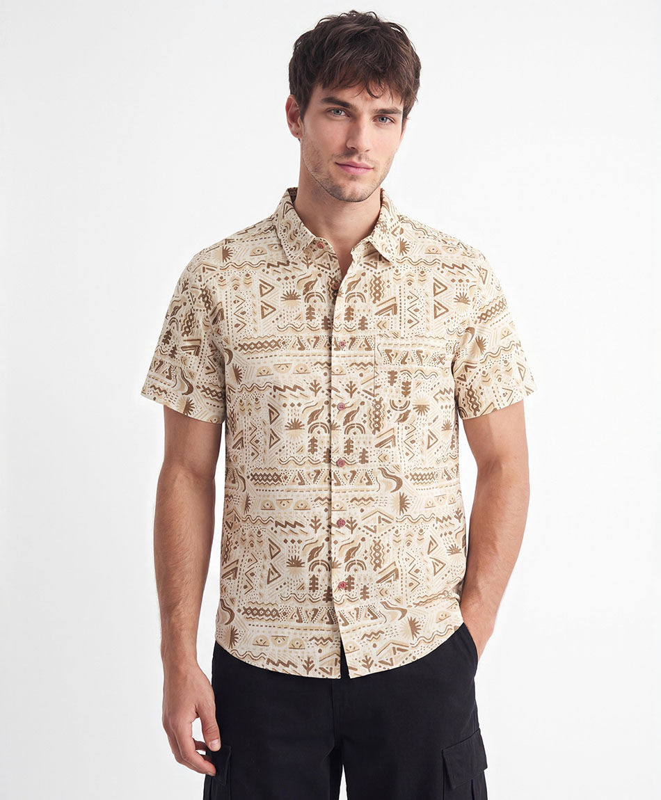 Camisa hombre figuras lino
