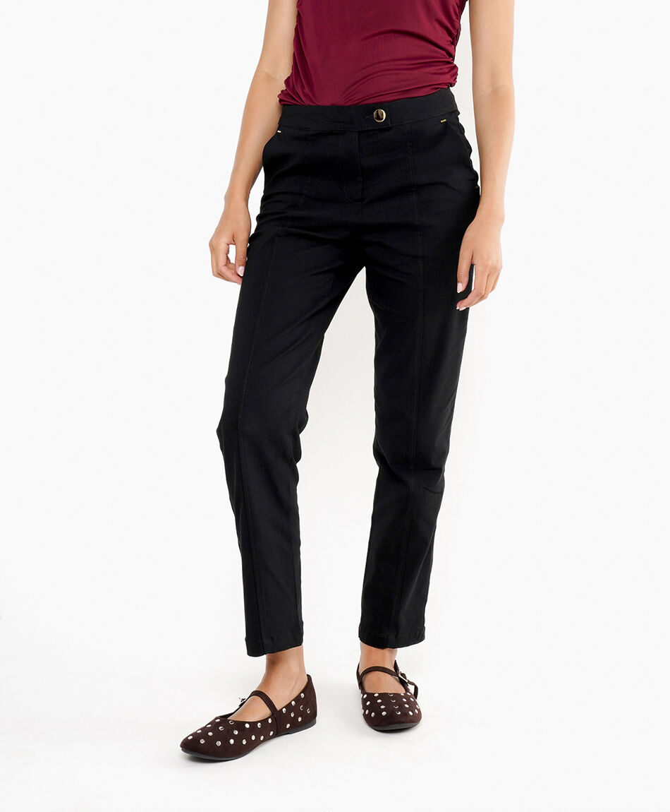 Pantal&oacute;n mujer broche negro