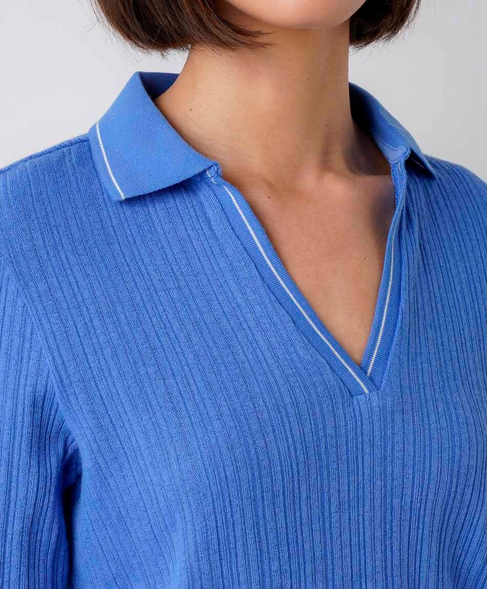 Remera mujer polo acanalada