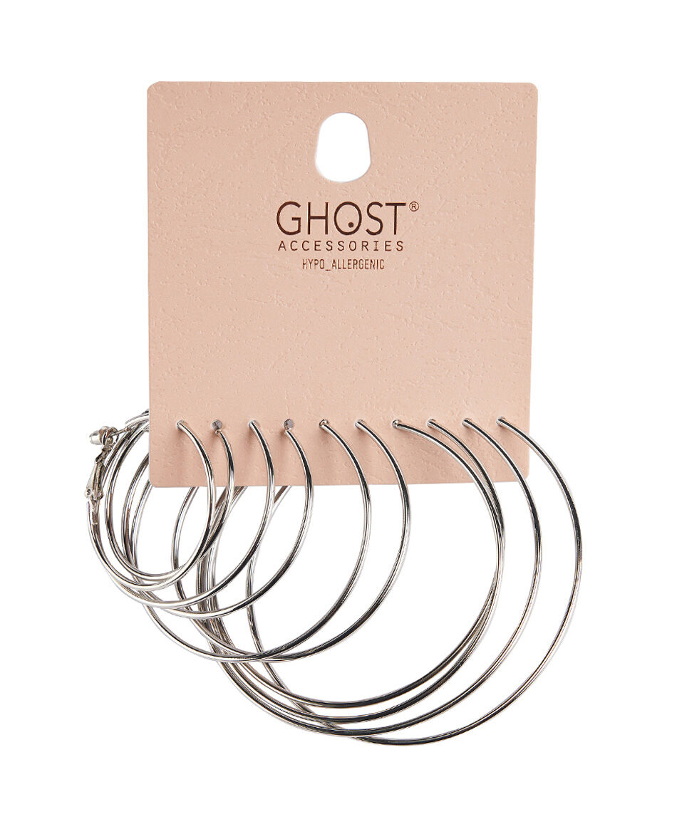 Set 5 aros mujer argollas plateadas